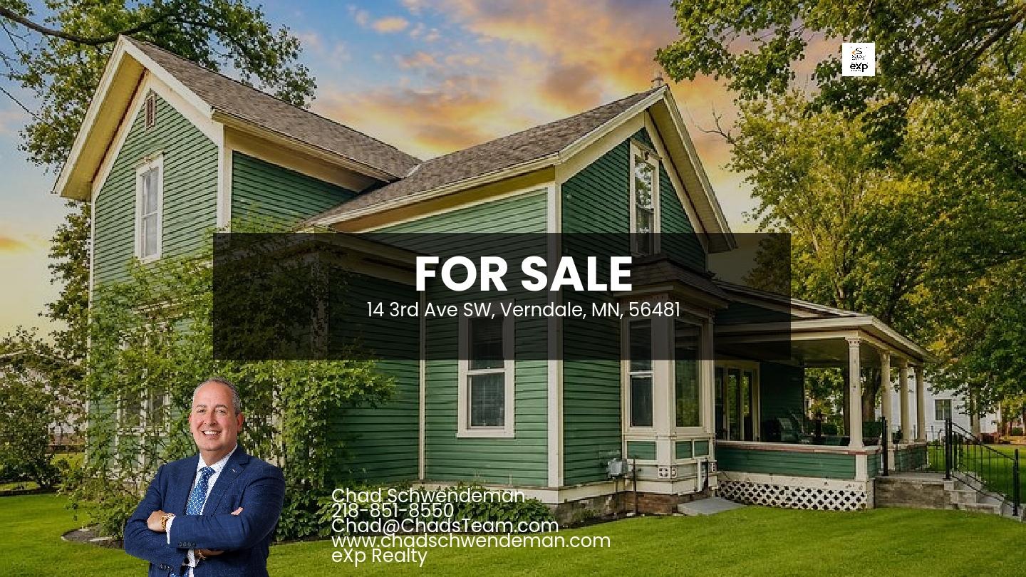 Step into timeless character and comfort at 14 3rd Ave SW, Verndale, MN, where vintage red-brick charm meets modern living for $244,900. From the picturesque front porch that's perfect for slow mornings to the inviting living room with a glowing fireplace, every corner offers a sense of welcome and warmth. 🏡✨ With 2,560 square feet, four spacious bedrooms, and two thoughtfully designed bathrooms, there's plenty of room for family, guests, or your next big adventure. The sun-filled kitchen is a true centerpiece, featuring ample cabinets and roomy countertops, a great space for creating cherished meals or simply enjoying the morning light. ☀️ The lush garden outside sets the scene for relaxing weekends or tending your favorite plants. Located in the heart of Verndale, this home blends classic elegance with everyday functionality. Ready to take a closer look? Reach out to schedule your private showing today and see how this unique property could be the next step in your story. 🗝️ It's Not the Market, it's the Marketing! #RealEstate #exprealty #ChadSchwendeman #Brainerd #BrainerdLakes #CentralMinnesota #realtor #realestateagent #homes #cabins