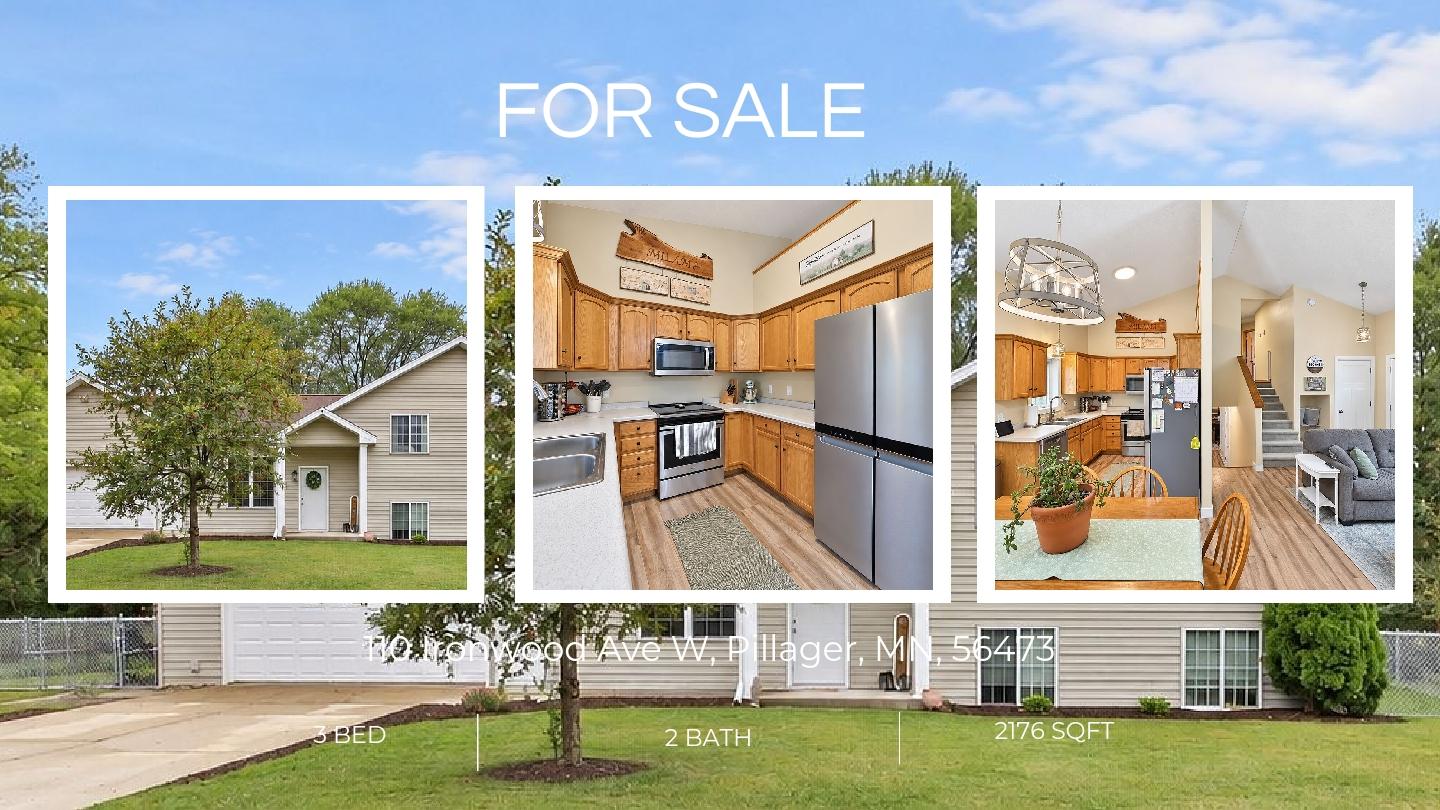 Experience the perfect balance of rustic charm and modern living at 110 Ironwood Ave W, Pillager, MN, now available for $319,900. 🏡 Step into 2,176 square feet of comfort with 3 spacious bedrooms and 2 bathrooms, all designed to welcome you with soothing earthy tones and an inviting, open feel. Natural light fills the living room through large windows, creating a relaxing space to unwind or entertain. The kitchen is ready for anything from quiet meals to lively gatherings, offering generous counter space and plenty of storage, ideal for those who love to cook. 🍽️ Outside, enjoy a sprawling backyard made for weekend relaxation or hosting friends beneath the stars. 🌳 Whether you're searching for your primary residence or looking for a peaceful escape, this home makes every day feel special. Ready to make this tranquil Pillager retreat yours? Contact us to schedule your private showing today! ✨ It's Not the Market, it's the Marketing! #RealEstate #exprealty #ChadSchwendeman #Brainerd #BrainerdLakes #CentralMinnesota #realtor #realestateagent #homes #cabins